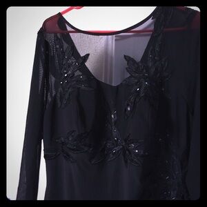 Elegant Black Embellished Midi Dress - Women